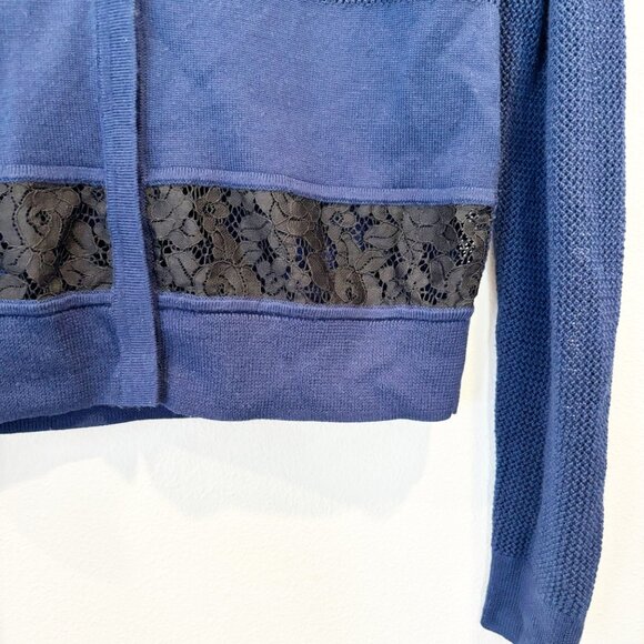 Diane Von Furstenburg Merino Wool and Lace Cardigan Size Medium - Picture 7 of 9